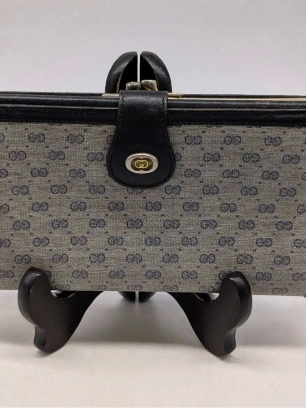 Gucci Black Leather Tablet Folio Case with Snap Closure